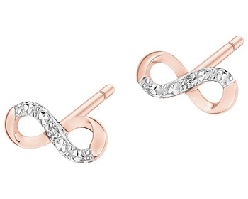 Náušnice z růžového zlata s diamanty - nekonečno - 0,006 ct - ryzost 585